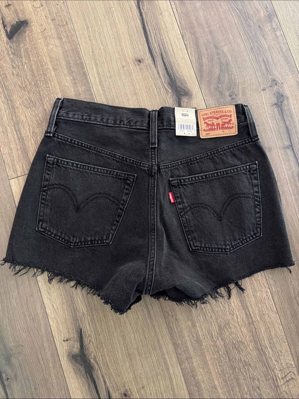 Levi's Black Frayed Hem Denim Cutoff Shorts